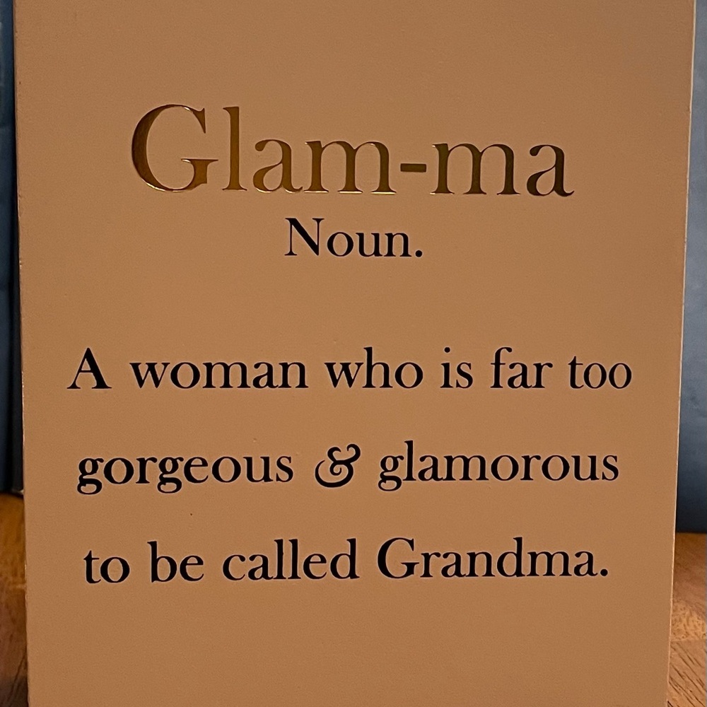 Glam-ma Pink Wood Box Plaque Trimmed In Gold Edge. New